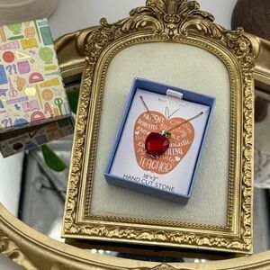 True to Form Apple Necklace – Hand Cut Stone – Teacher Gift